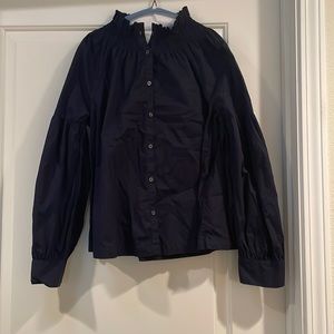 GAP navy button down too with frills at the top, size xs.